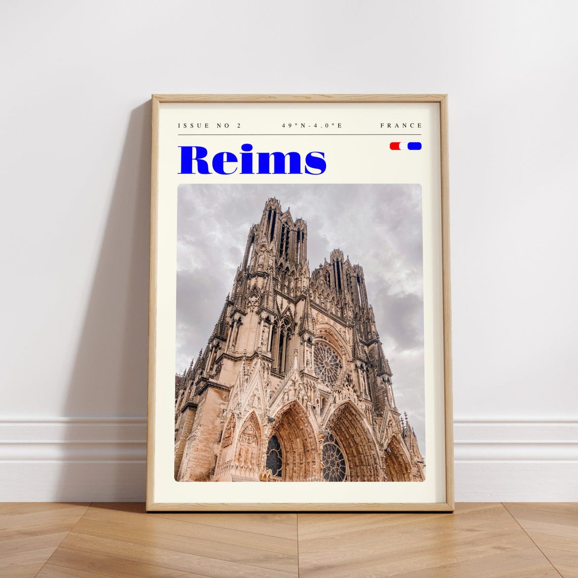 Reims France Gothic Cathedral Facade Stonework Travel Poster Art - Image 3