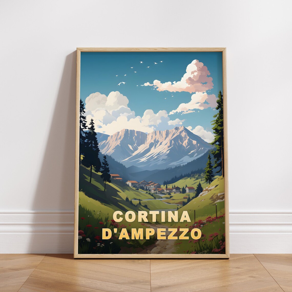 Cortina dAmpezzo Italy Dolomites Village Retro Travel Poster - Image 3