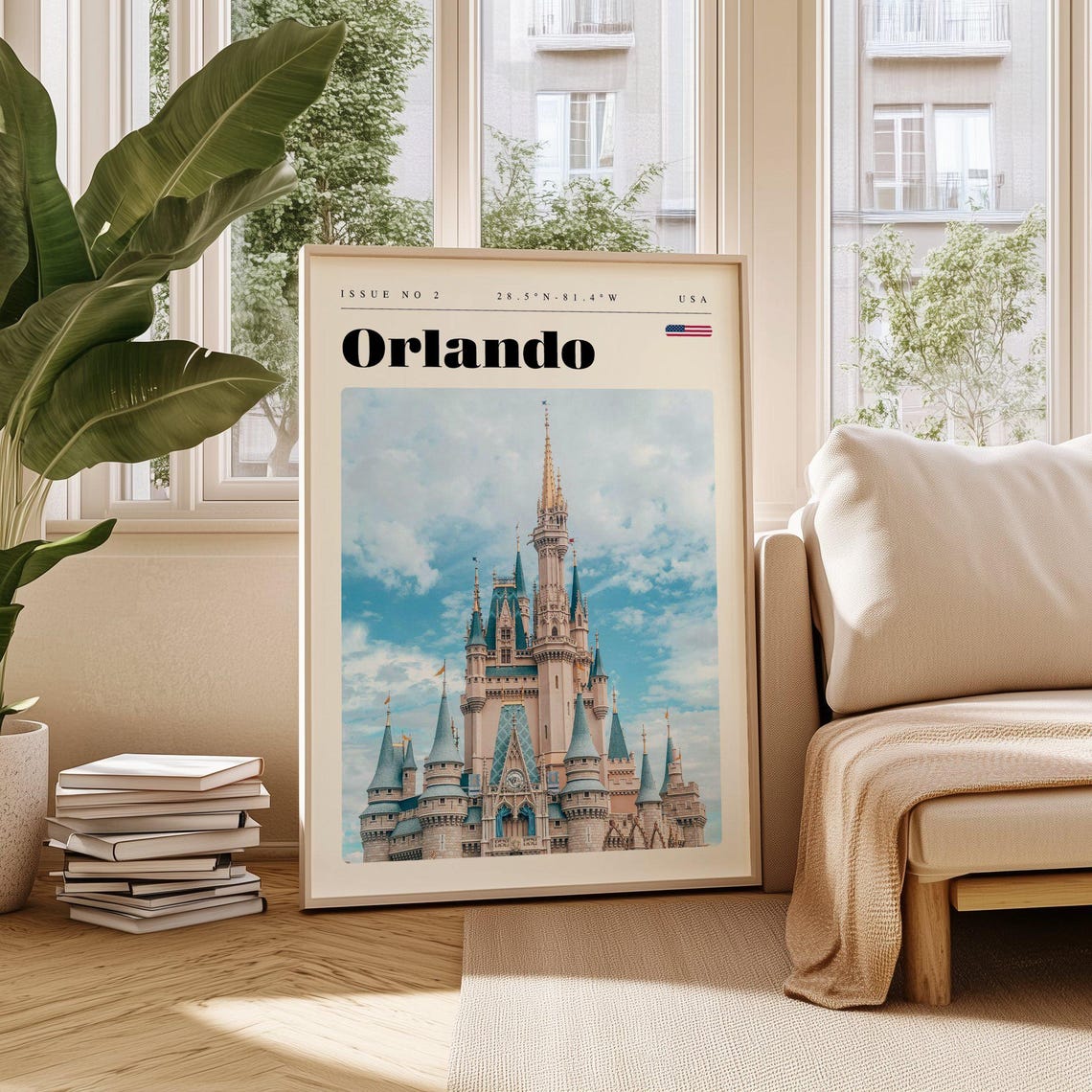 Orlando Florida Fairytale Castle Towers Theme Park Travel Poster