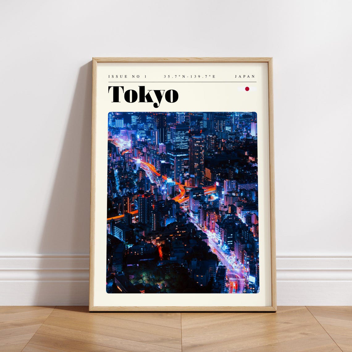 Tokyo Japan Neon Night Cityscape Aerial Lights Photography Poster - Image 3