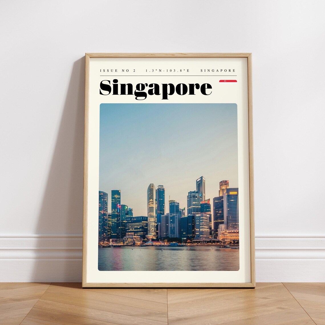 Singapore Vintage Travel Poster Marina Bay Skyline at Golden Hour - Image 3