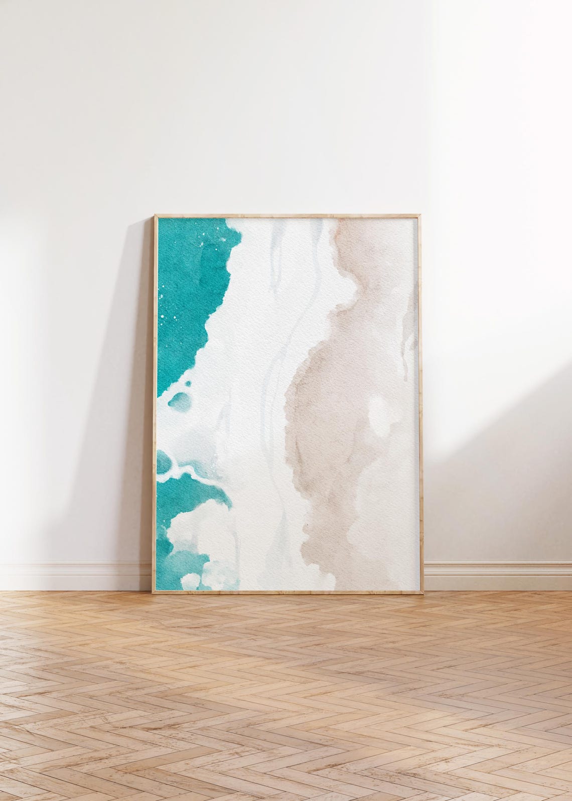 Turquoise Water And Soft White Foam On Beige Sandy Shore Print - Image 2