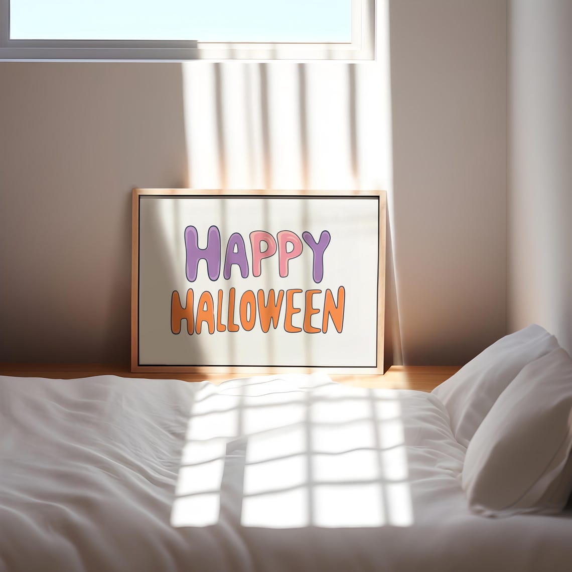 Happy Halloween Colorful Groovy Bubble Letter Retro Party Poster - Image 2