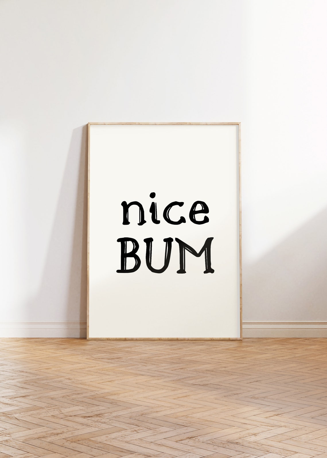 Nice Bum Funny Black Cream Minimalist Bathroom Typography Poster - Image 2