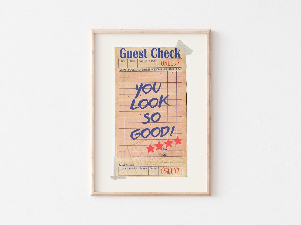 You Look So Good Vintage Guest Check Restaurant Compliment Poster - Image 5