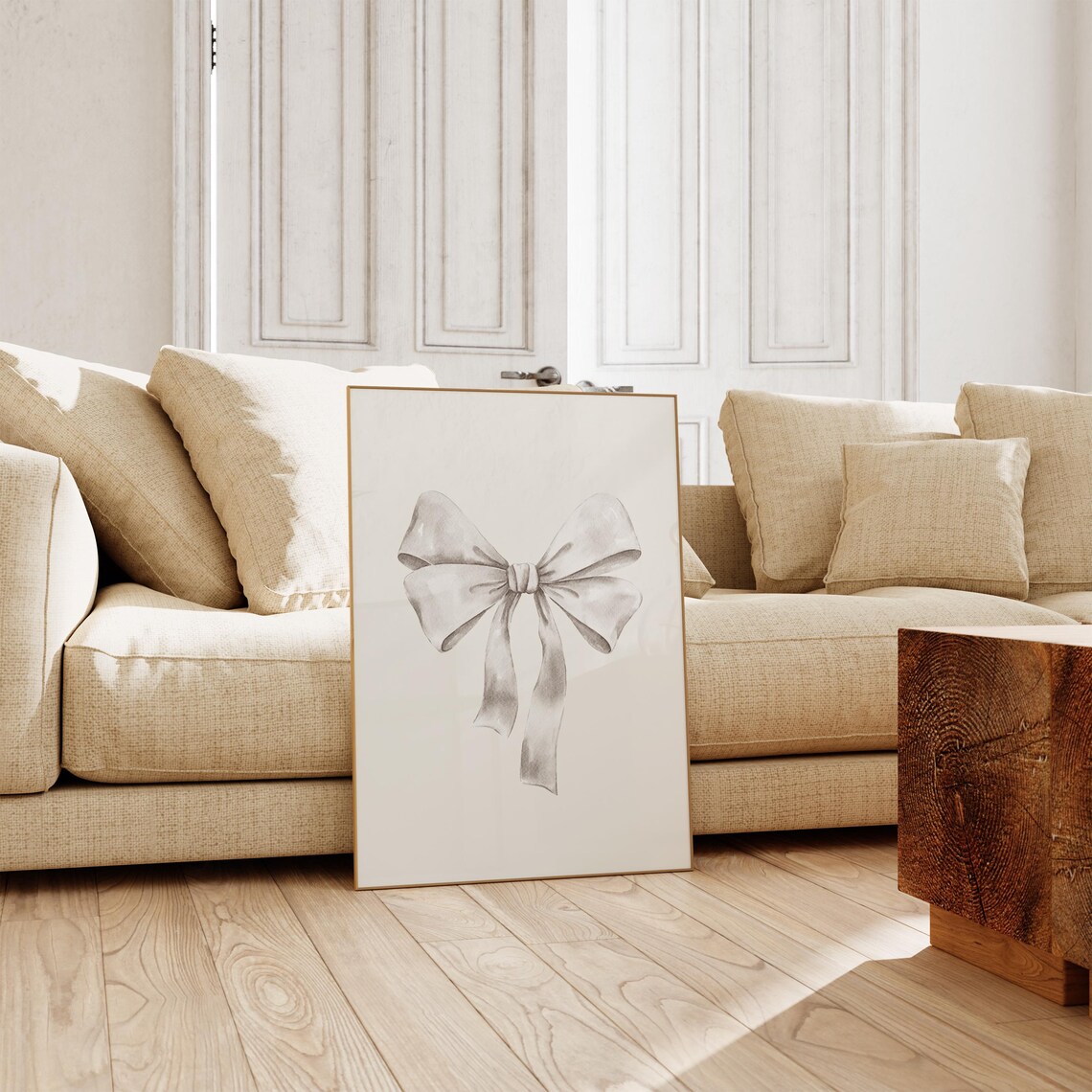 White Bow Print, Preppy Coquette Watercolor Art Print - Image 3