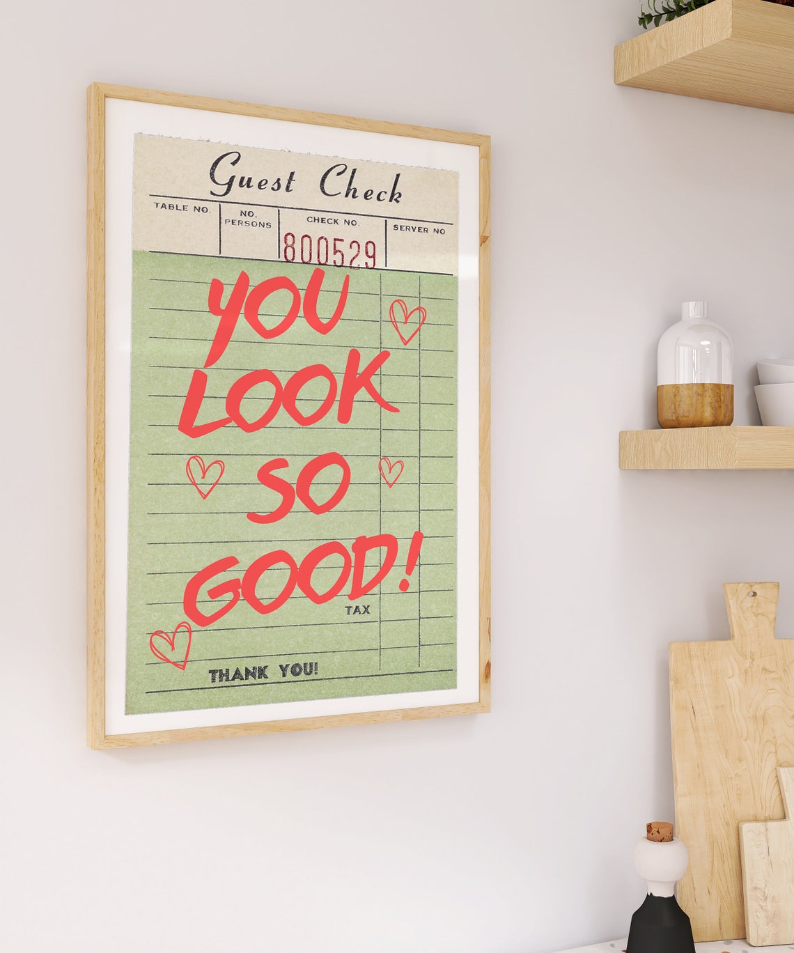 You Look So Good Vintage Guest Check Retro Kitchen Bar Cart Poster - Image 2