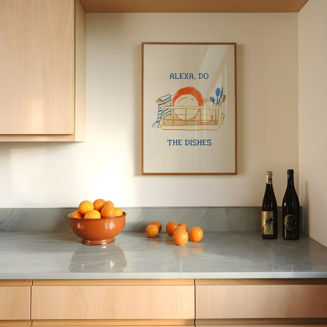 Alexa Do the Dishes Funny Dish Rack Blue Kitchen Quote Poster - Image 3