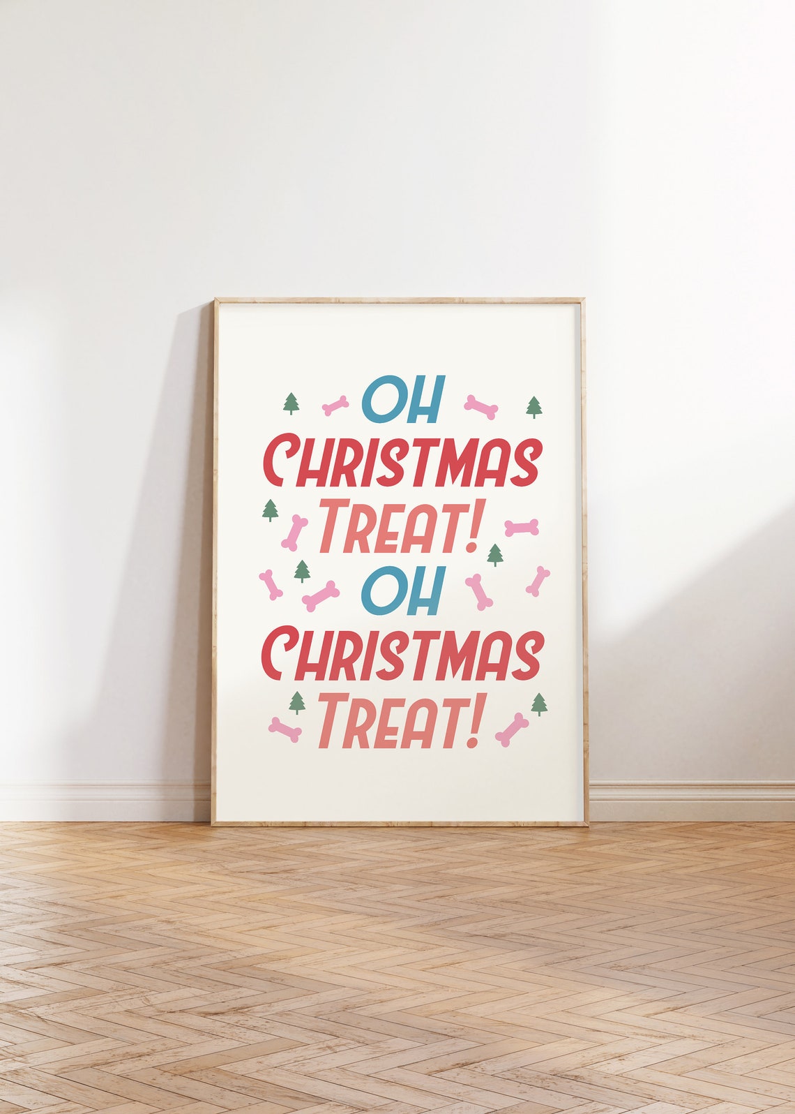 Oh Christmas Treat Dog Quotes Print Christmas Pet Print Funny Dog Print Funny Christmas Decor Humorous Christmas Dog Wall Art - Image 2