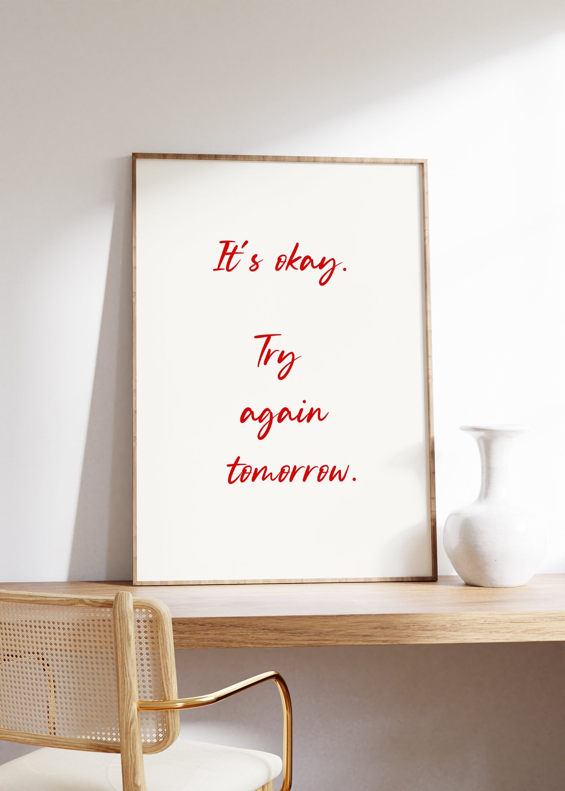Its Okay Try Again Tomorrow Print Trendy Aesthetic Wall Art Self Affirmation Poster Motivational Quotes Poster Girly Bedroom Wall Decor - Image 5