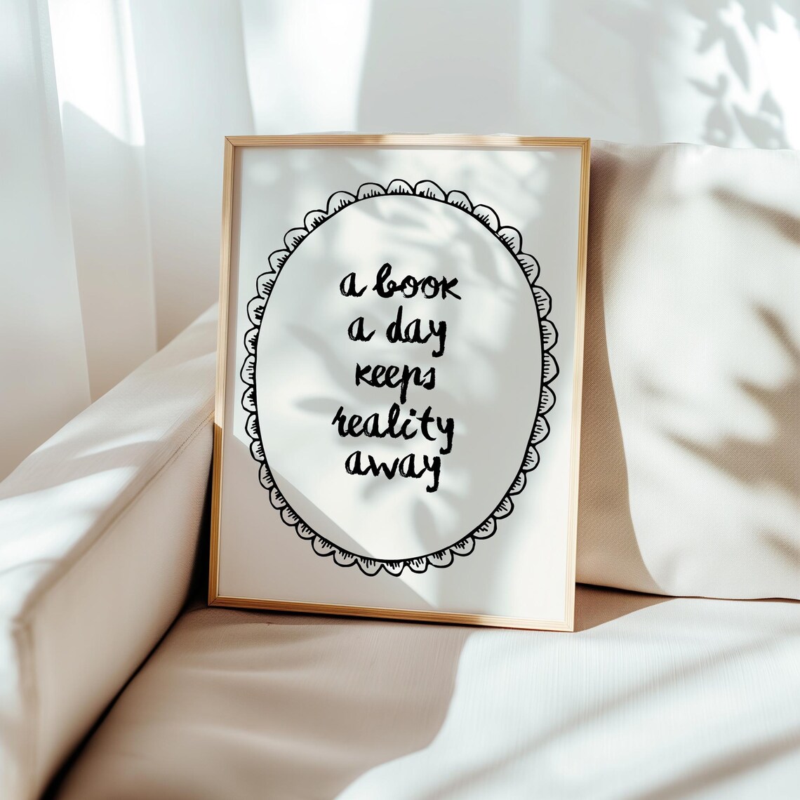 A Book A Day Keeps Reality Away Quote Poster, Vintage - Image 3