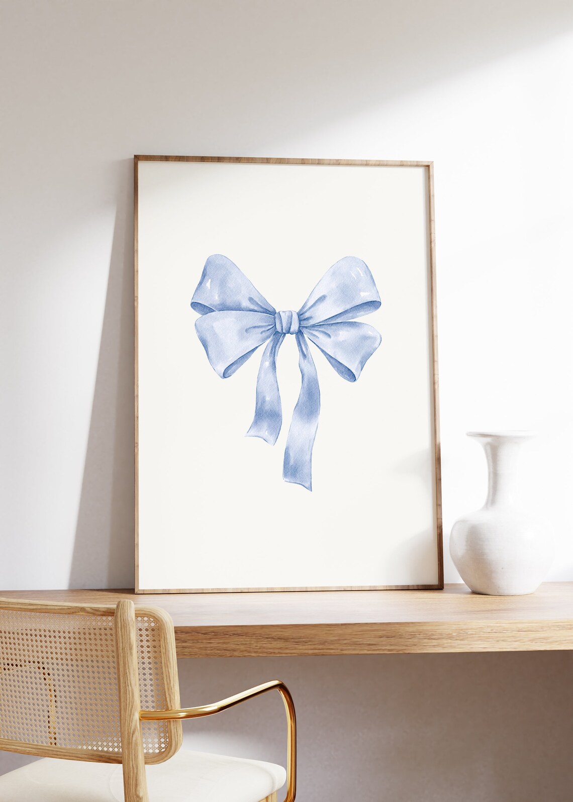 Blue Bow Nursery Print, Coquette Coastal Poster - Image 2