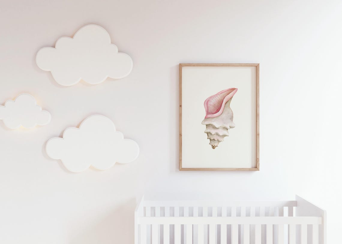 Blush Pink Seashell Soft Watercolor Feminine Coastal Ocean Art Poster - Image 4