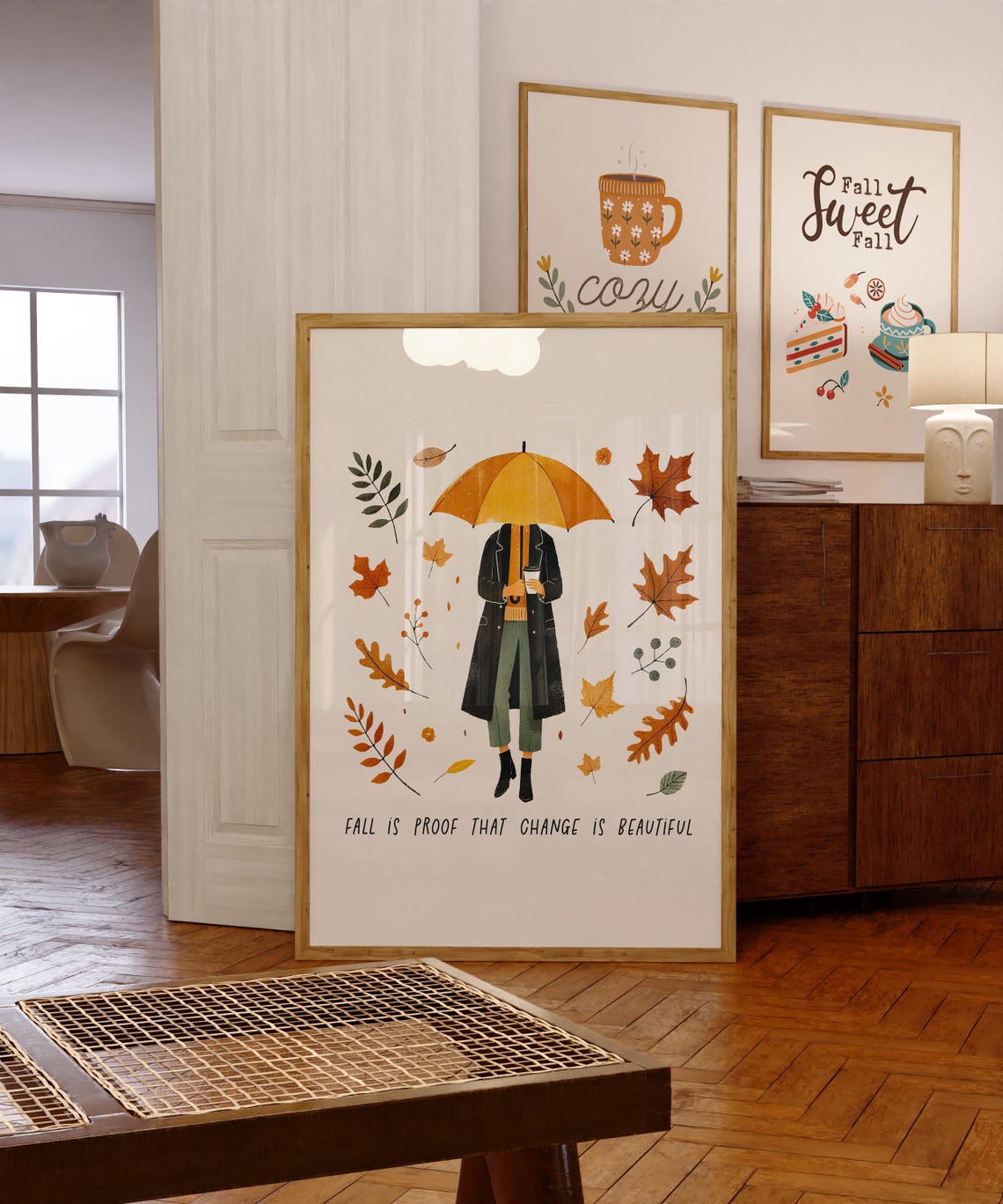 Fall Is Proof That Change Is Beautiful Woman Umbrella Poster - Image 3