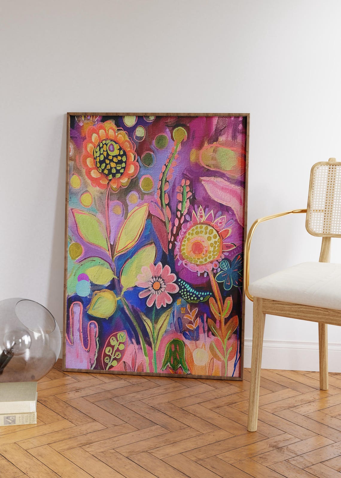 Dopamine Colors Abstract Flowers Maximalist Bright Floral Poster - Image 5