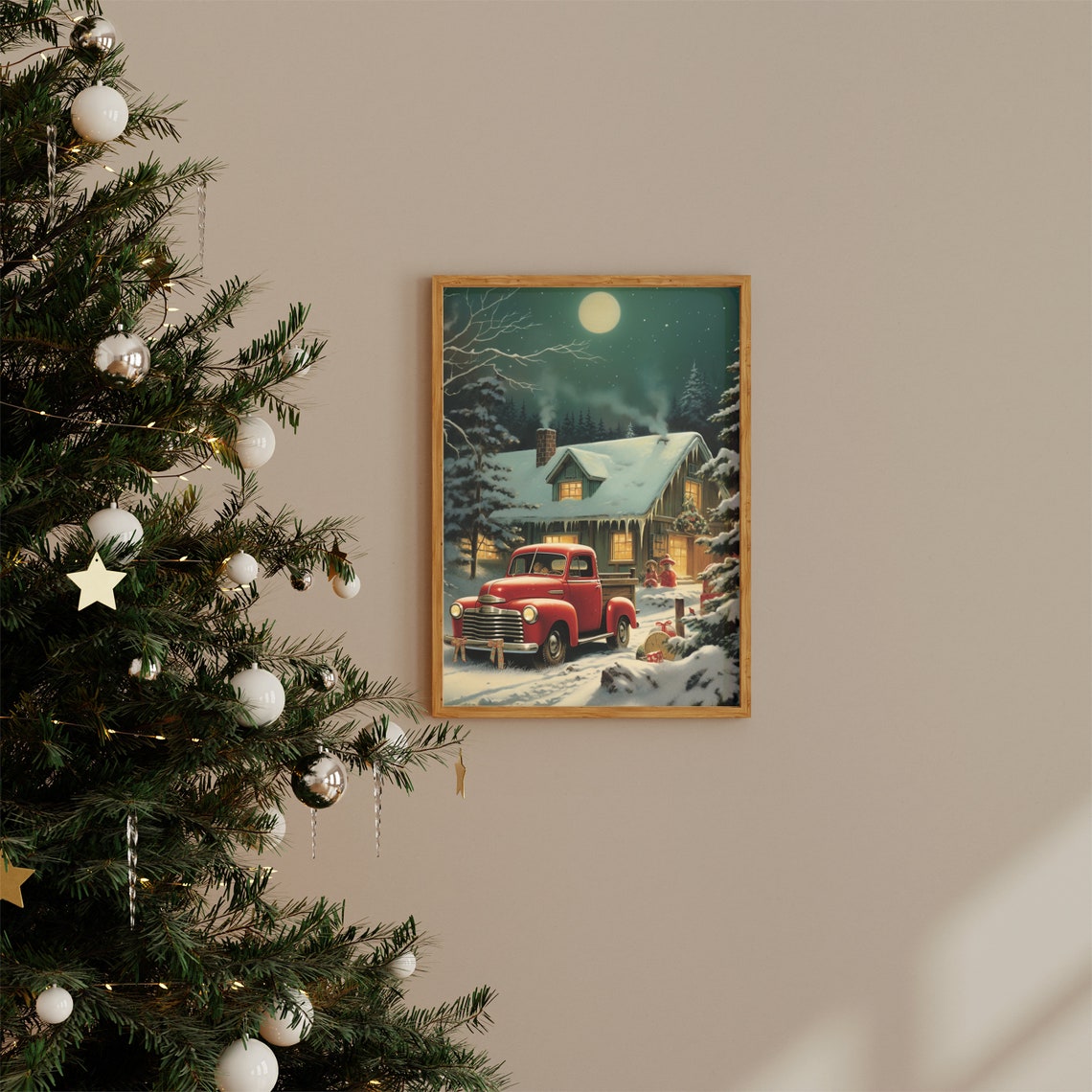 Vintage Christmas Painting Vintage Snow Landscape Christmas Village Wall Art Winter Wall Art Christmas Season Holidays Art - Image 2