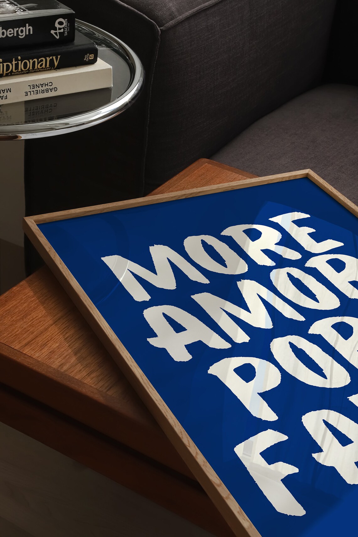 More Amor Por Favor Navy Blue Maximalist Love Typography Poster - Image 4