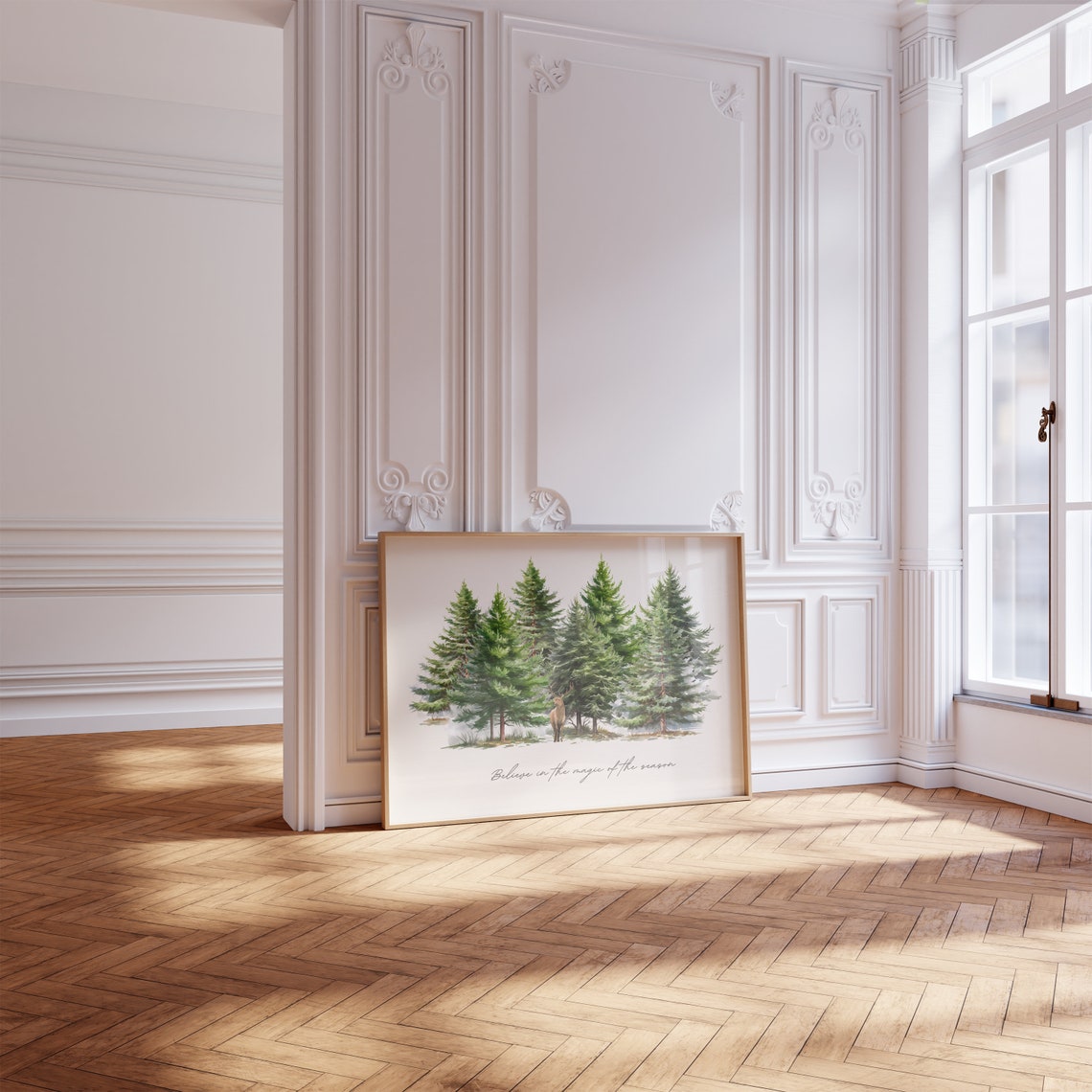Believe in the Magic of the Season Deer Forest Winter Poster - Image 2