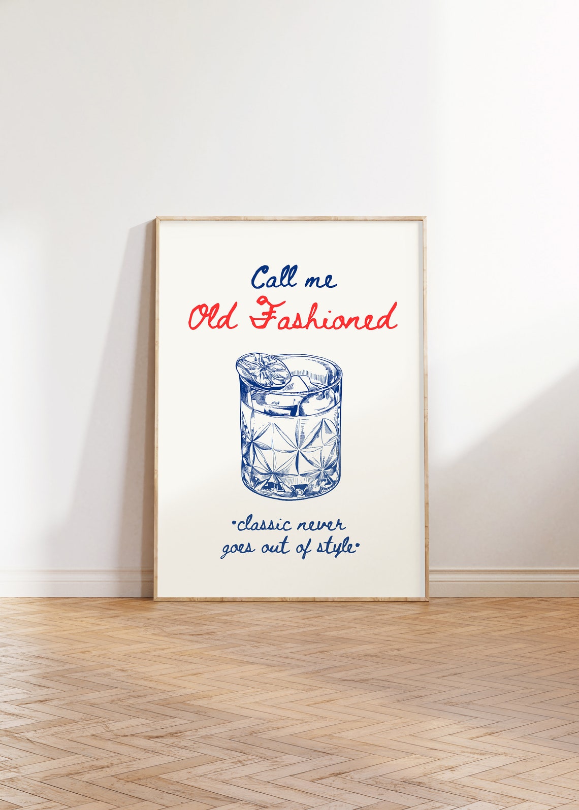 Call Me Old Fashioned Cocktail Illustration Classic Bar Cart Poster - Image 5