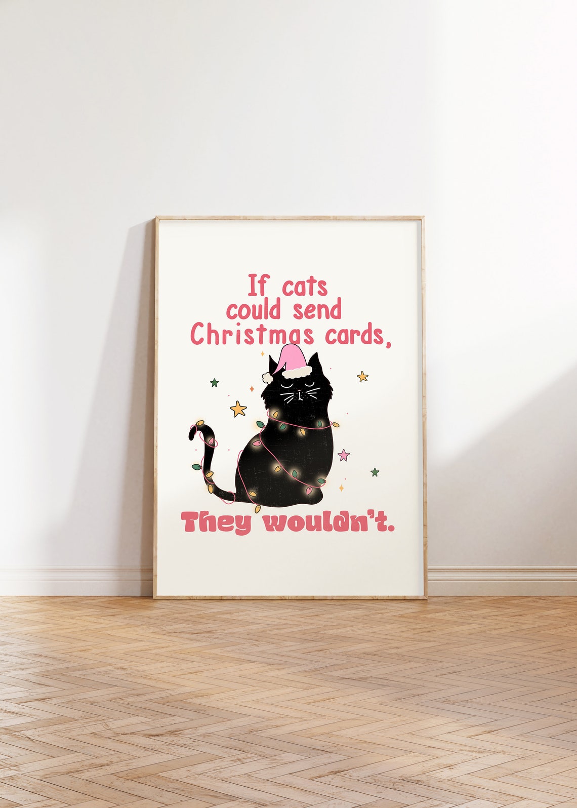 If Cats Could Send Christmas Cards Black Cat Funny Holiday Poster - Image 2