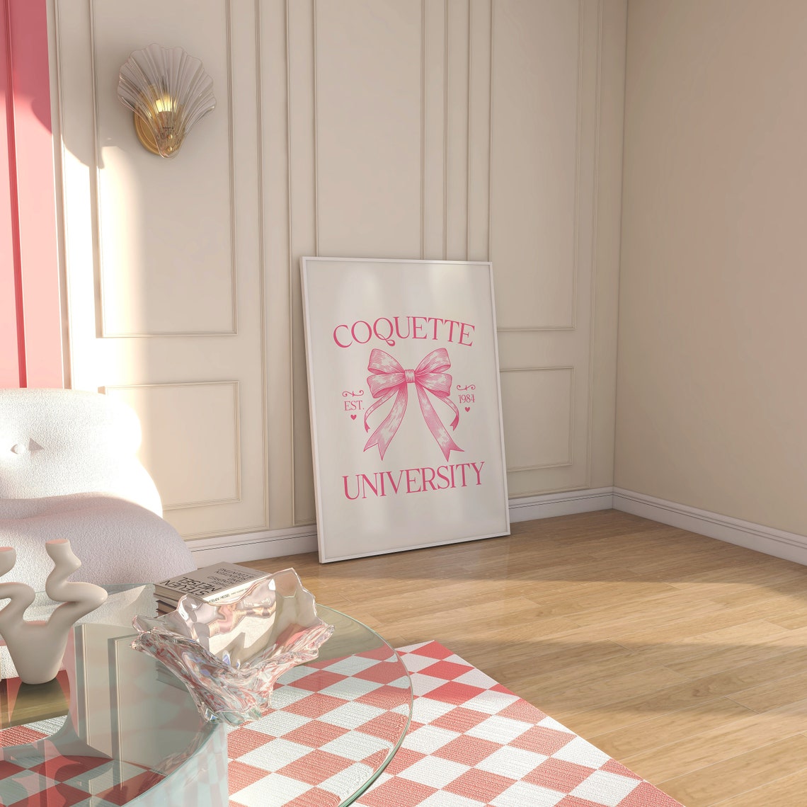 Pink Coquette Decor Coquette University Pink Bow Prints Soft Girl Aesthetic Art Girly Wall Art Posters Preppy Dorm Wall Decor - Image 4