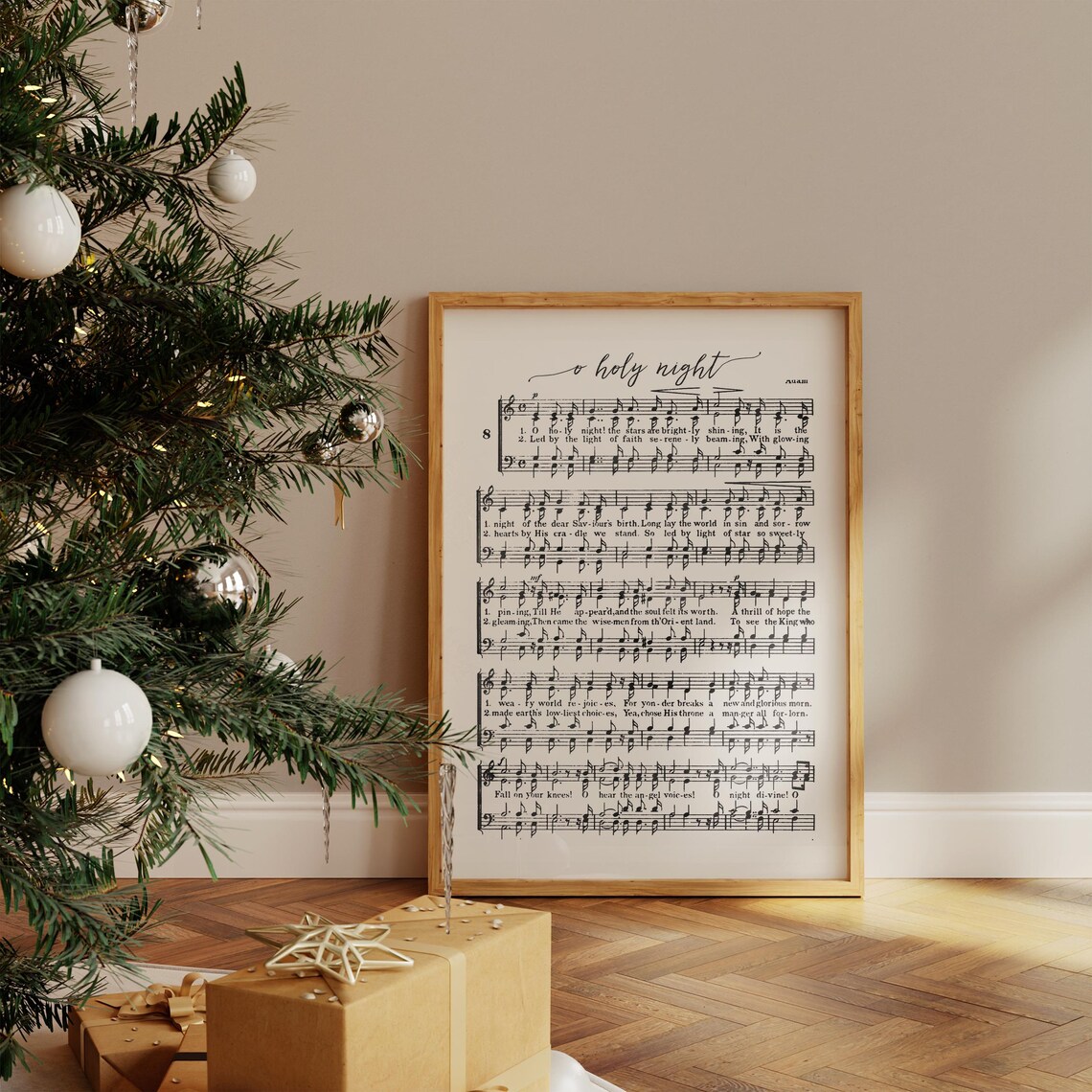 Elegant O Holy Night Vintage Christmas Carol Sheet Music Poster - Image 5