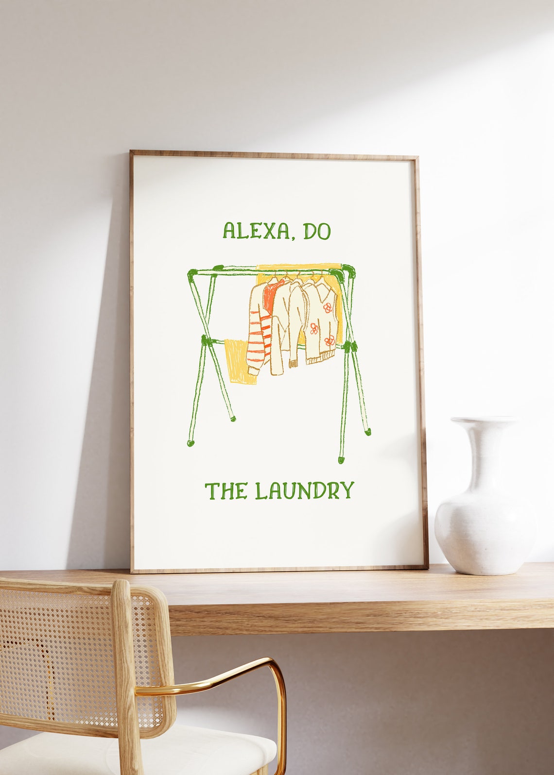 Alexa Do The Laundry Funny Clothes Rack Laundry Room Decor Poster - Image 4