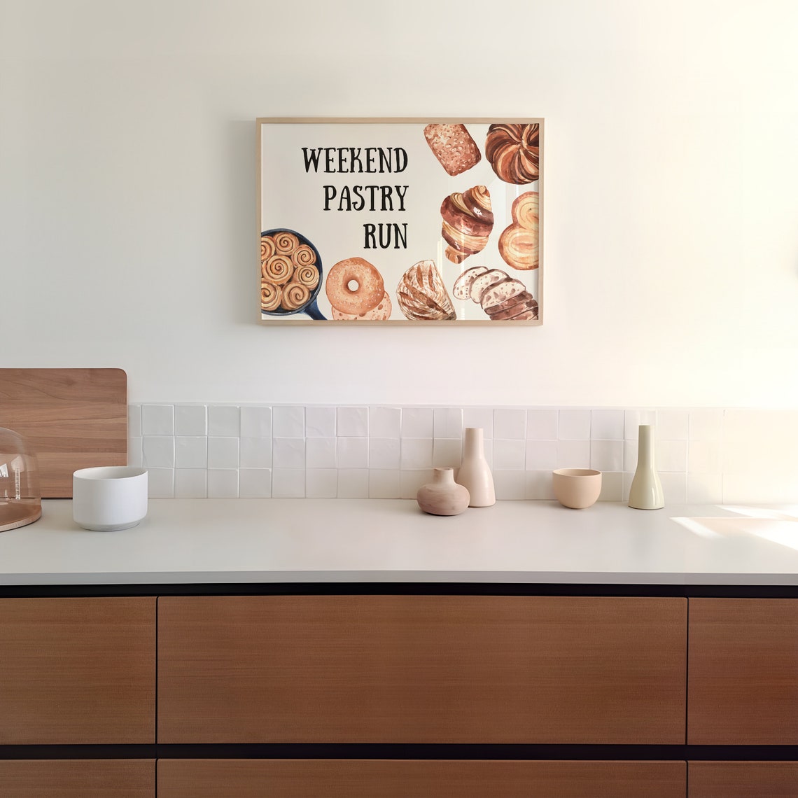 Weekend Pastry Run Watercolor Croissant Bakery Kitchen Poster - Image 4