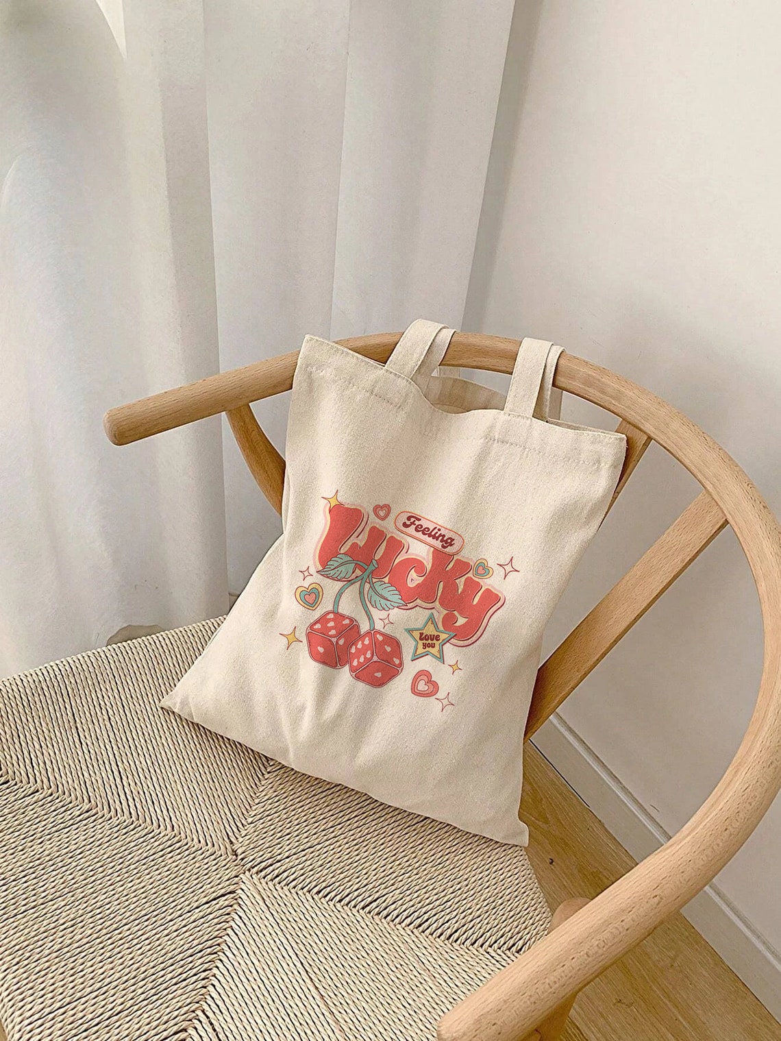 Feeling Lucky Cherry Dice Retro Red Lucky Valentine Quote Poster - Image 3