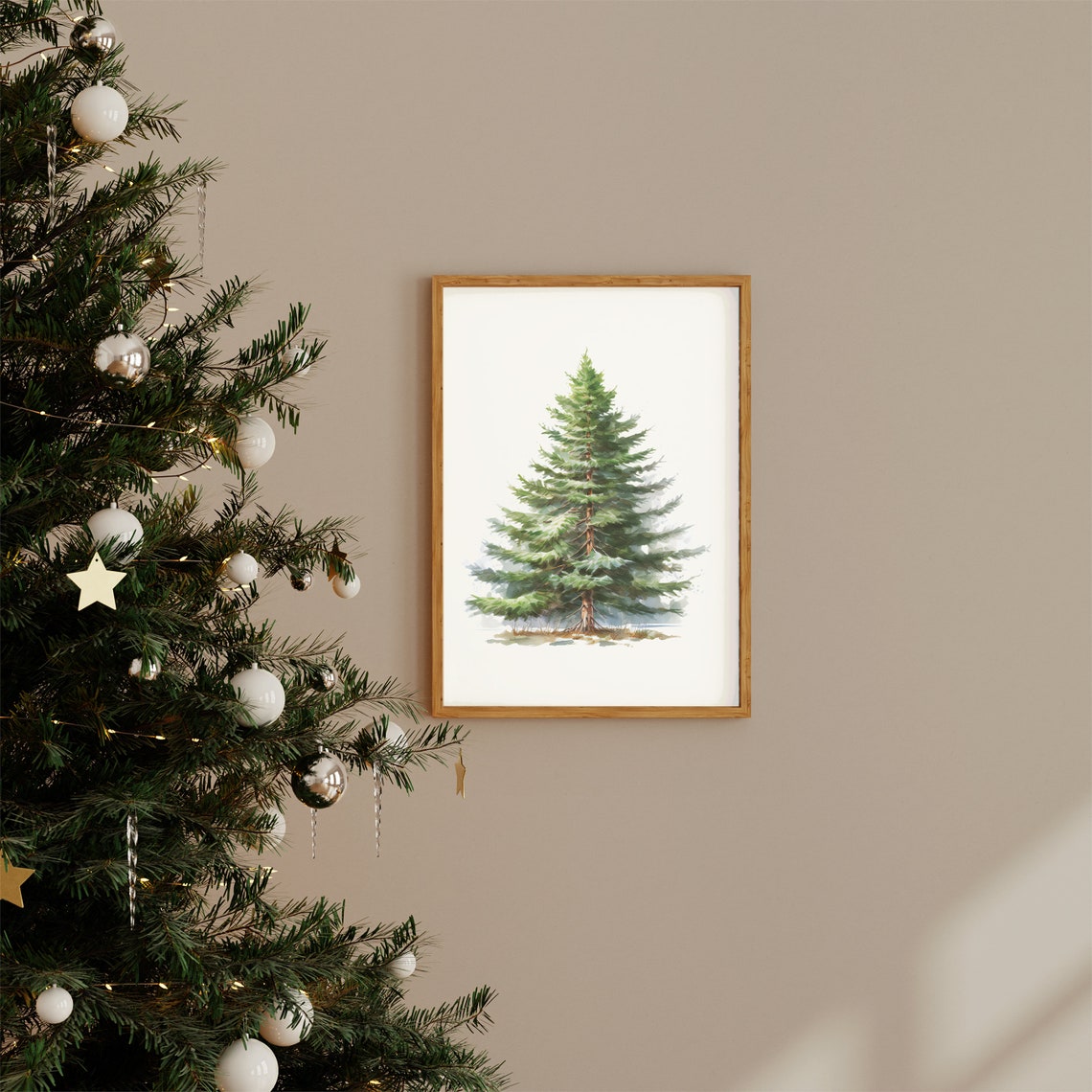 Tall Watercolor Pine Tree Minimalist Evergreen Holiday Poster - Image 2