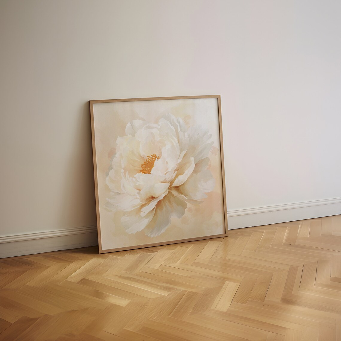 Cream Peony Bloom Pastel Floral Painting Romantic Minimalist Poster - Image 4