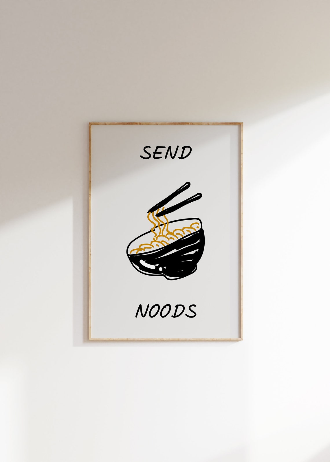 Send Noods Black Noodle Bowl Funny Kitchen Illustration Poster - Image 5