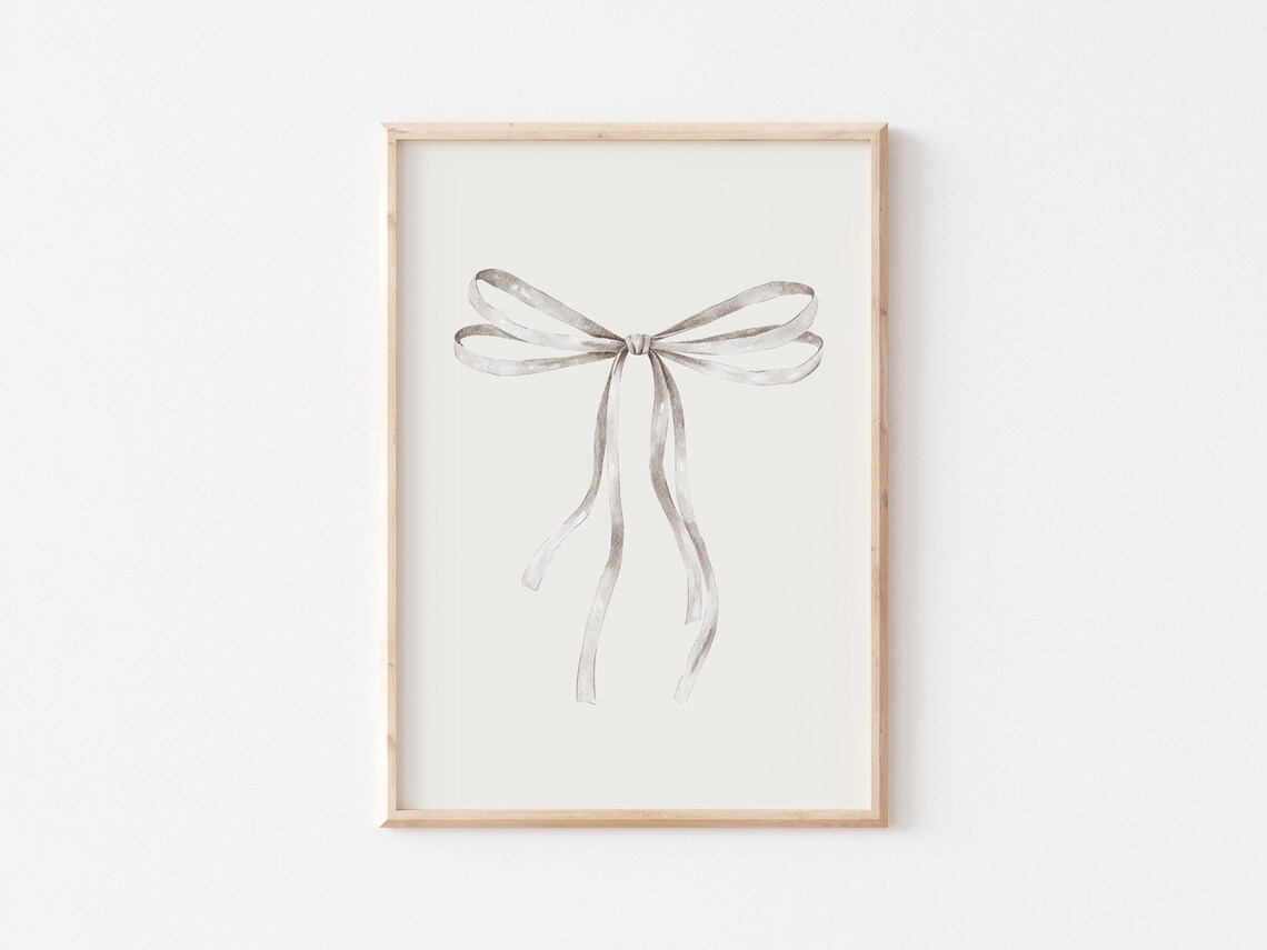 White Bow Watercolor Poster, Coquette Balletcore Decor - Image 3
