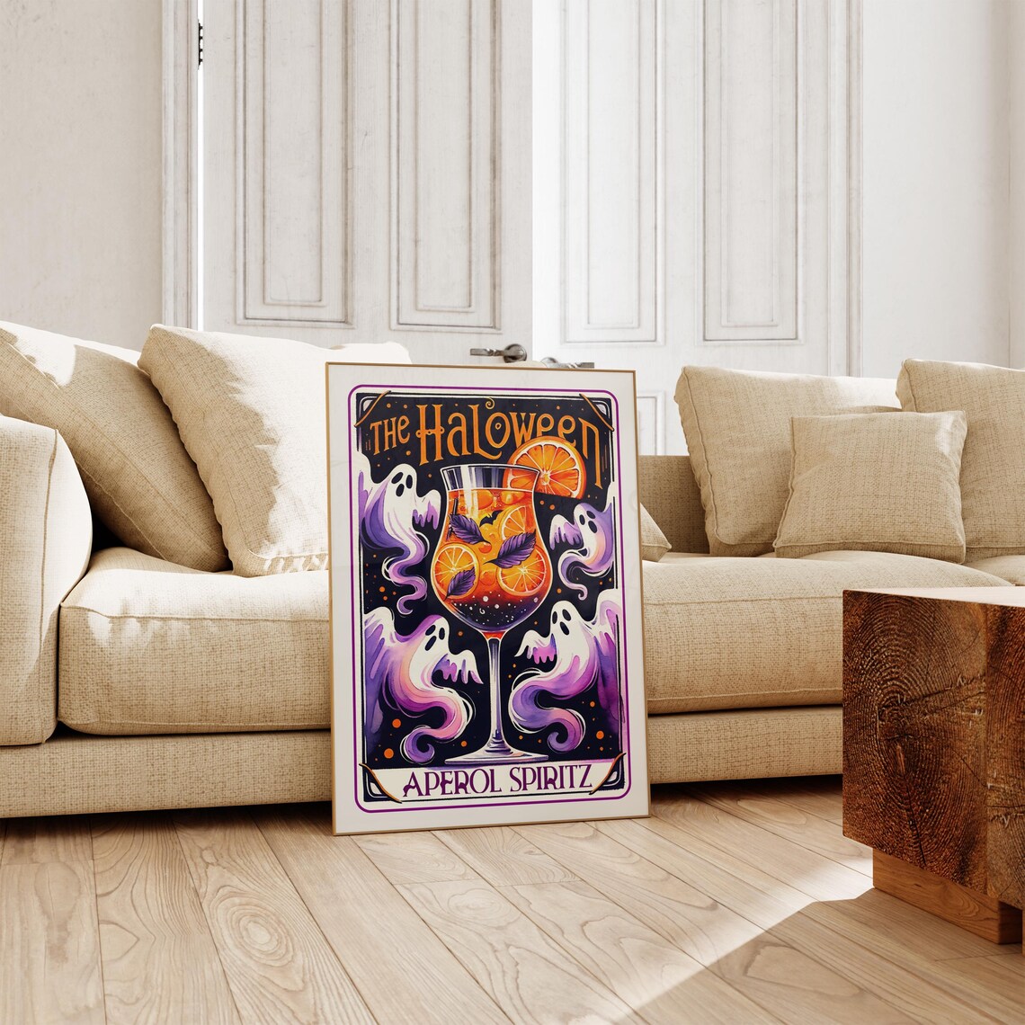 Halloween Aperol Spritz Cocktail Poster with Playful Ghost Illustrations - Image 3
