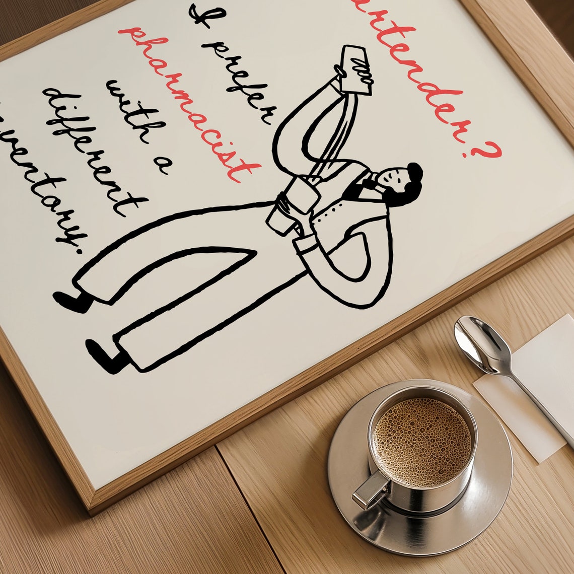 Bartender I Prefer Pharmacist Funny Red Accent Bar Quote Poster - Image 4