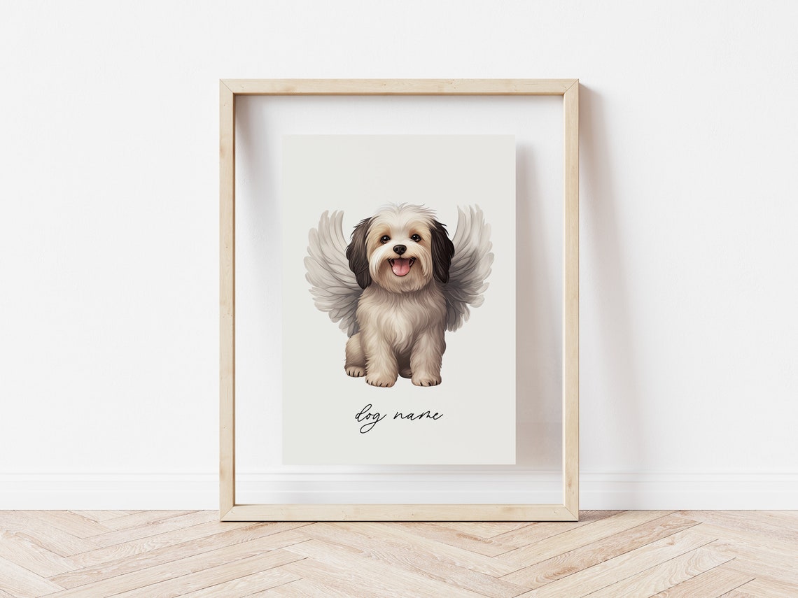 Havanese Angel Wings Sitting Dog Memorial Portrait Keepsake Poster - Image 5