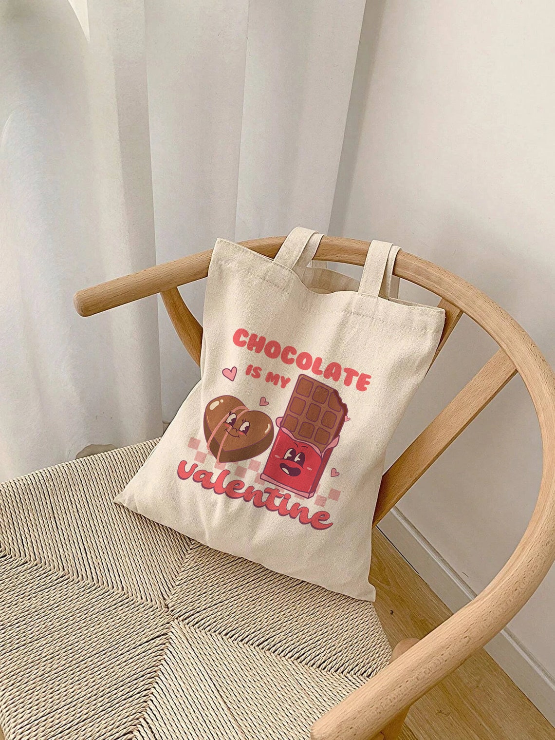 Chocolate Is My Valentine Cute Choc Heart and Bar Characters Poster - Image 3