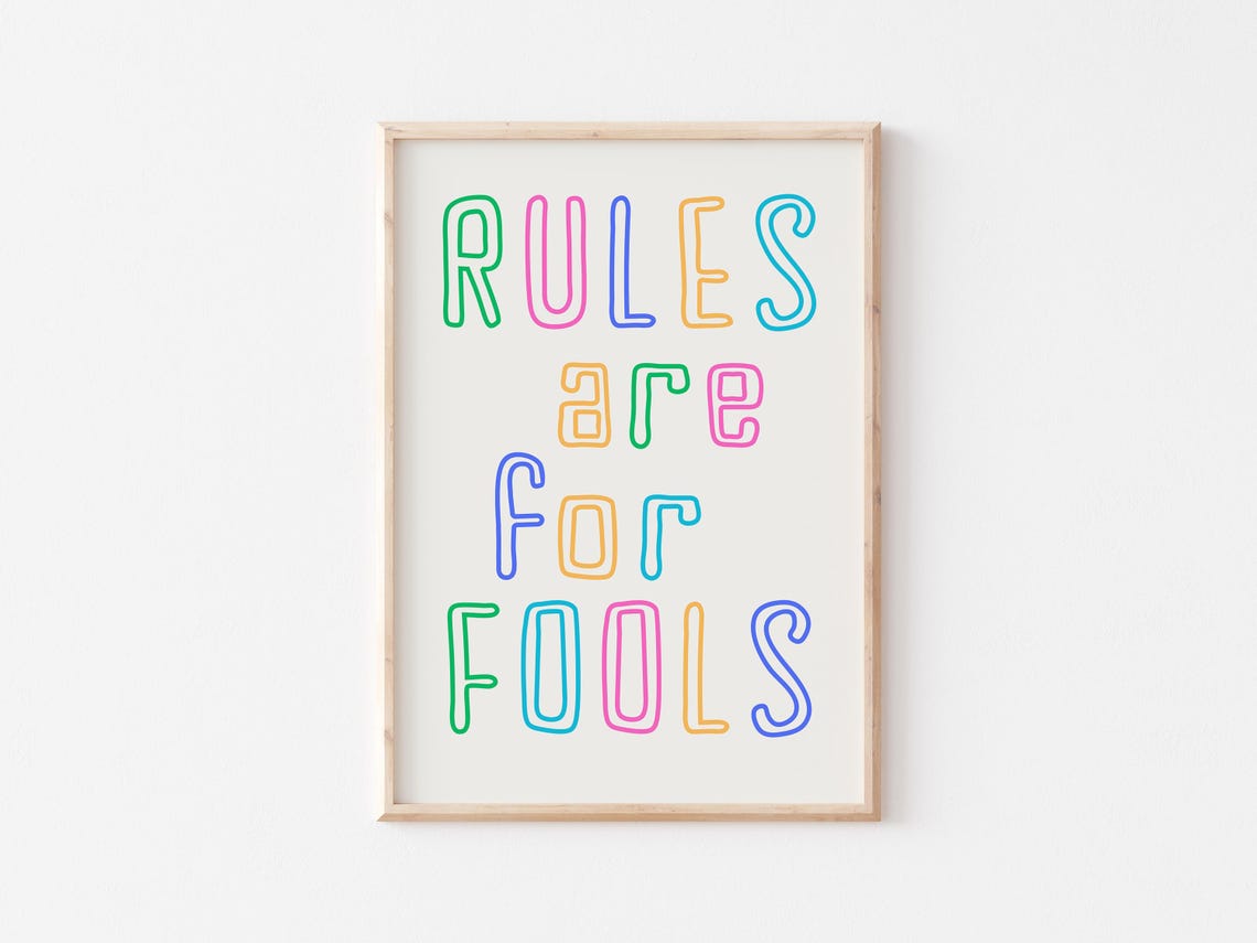 Rules Are for Fools Rainbow Outline Typography Quote Poster Art - Image 2