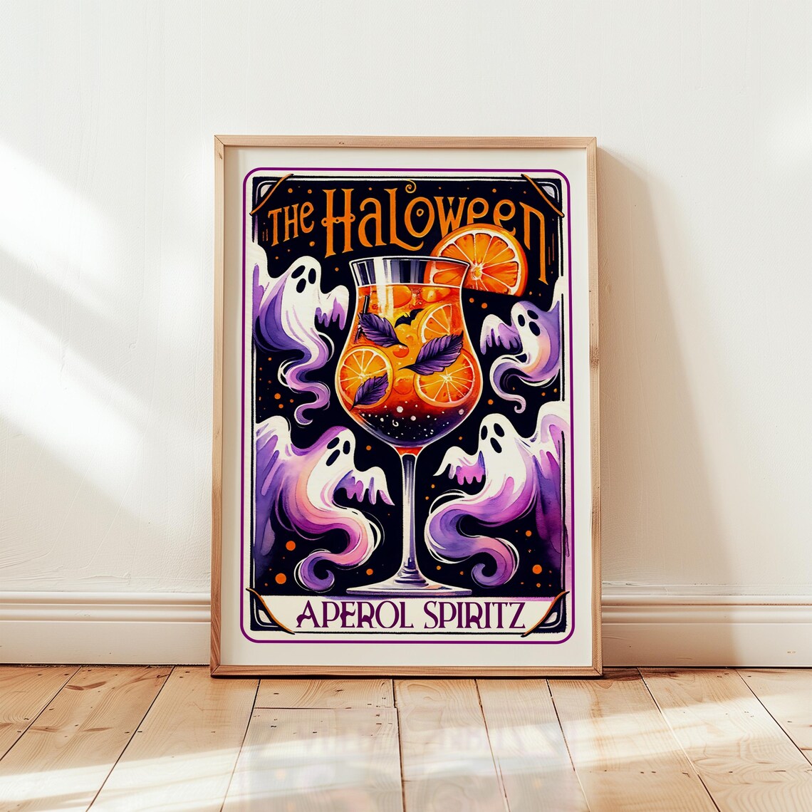 Halloween Aperol Spritz Cocktail Poster with Playful Ghost Illustrations - Image 2