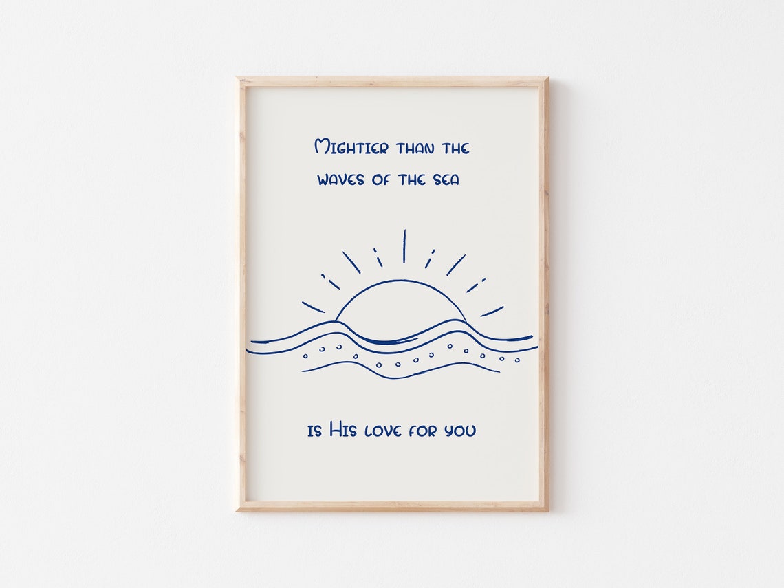 Mightier Than The Waves Christian Scripture Bible Verse Poster - Image 4