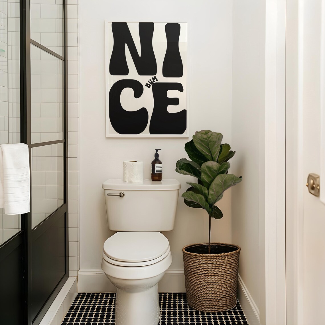 Nice Bum Funny Neutral Bathroom Typography Art Print - Image 2