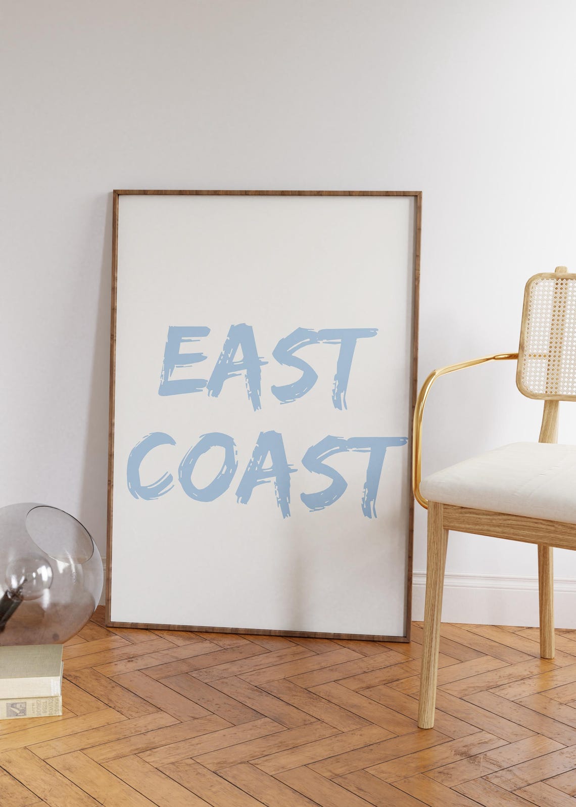 East Coast Blue Brush Script Lettering Coastal Quote Art Poster - Image 3