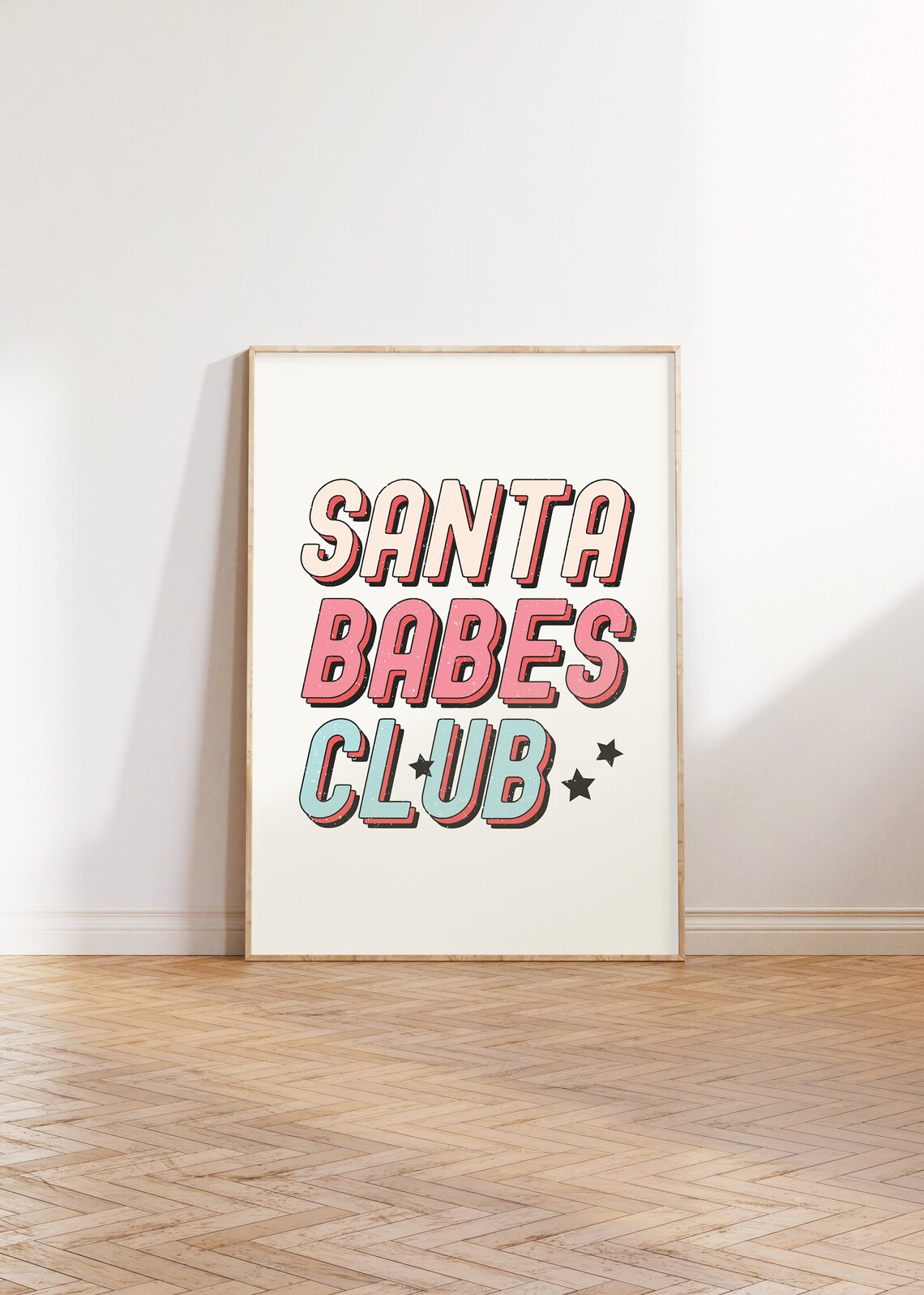 Santa Babes Club Retro Christmas Typography Holiday Party Poster - Image 3
