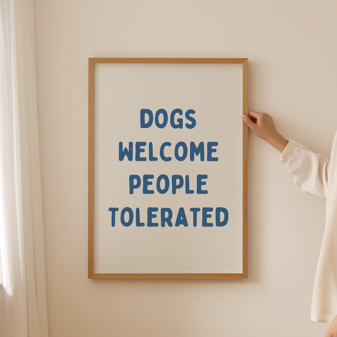 Dogs Welcome People Tolerated Blue Funny Dog Statement Poster - Image 4