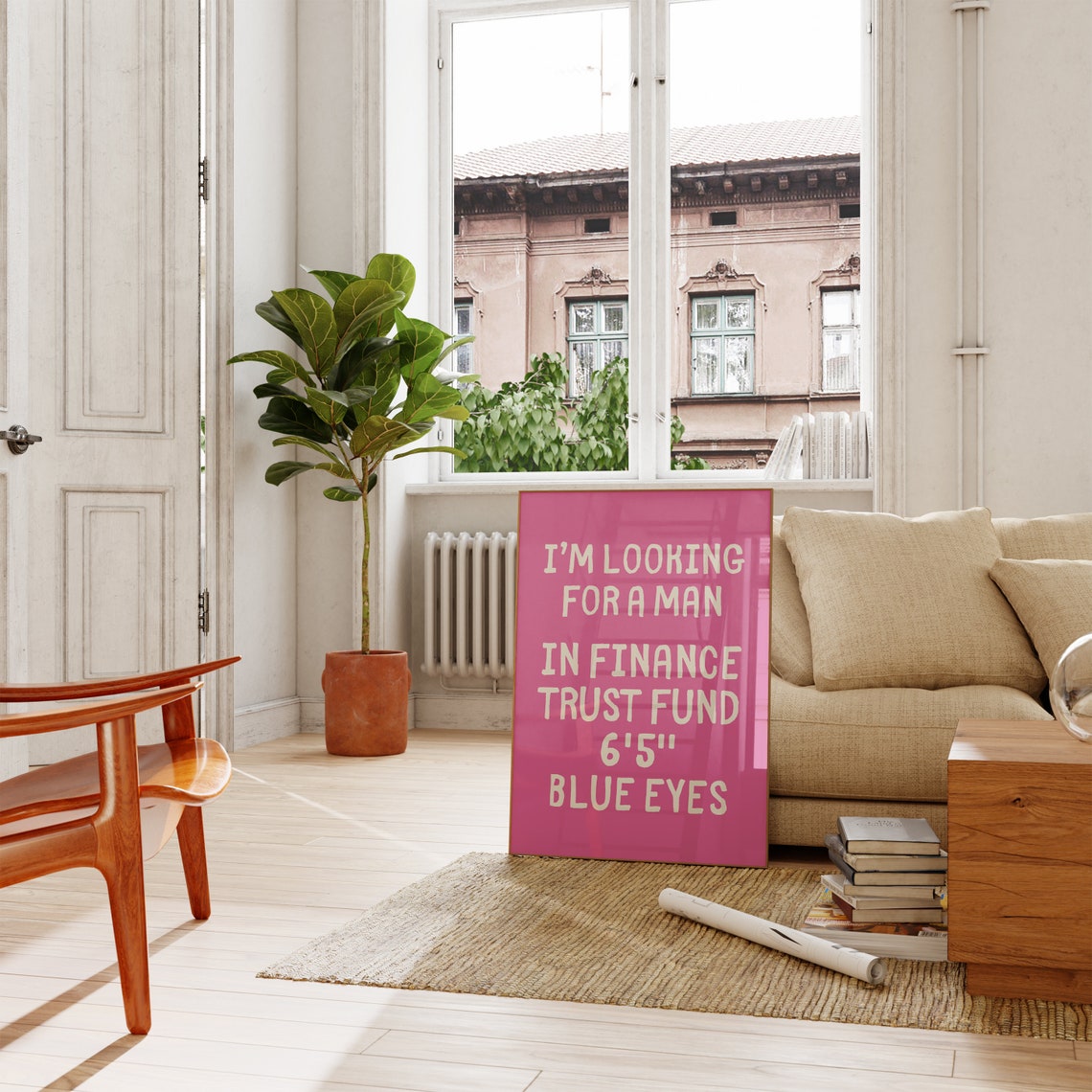 I'm Looking for a Man in Finance Funny Pink Trust Fund Quote Poster - Image 4