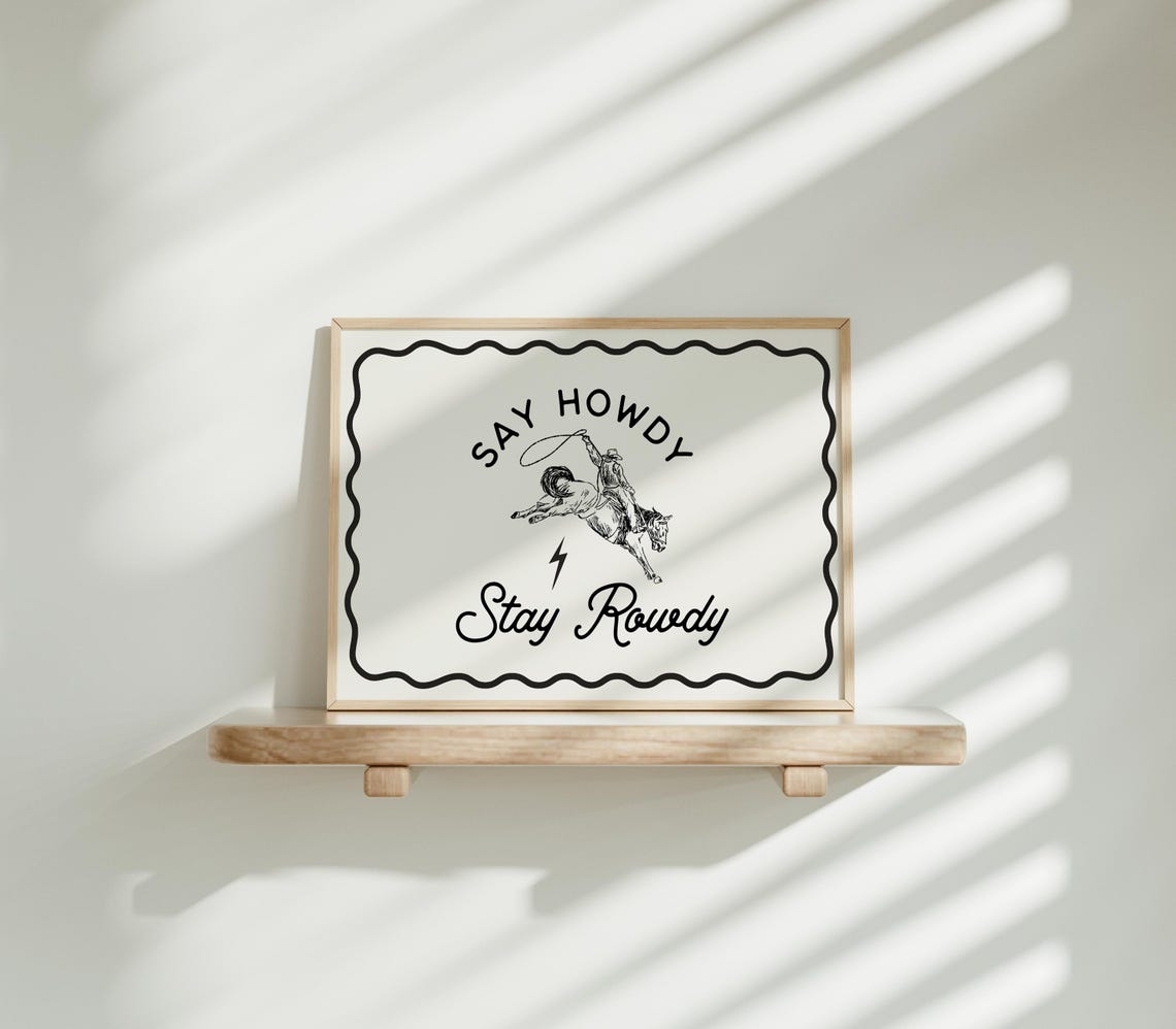 Say Howdy Stay Rowdy Bold Rodeo Cowboy Retro Horizontal Poster - Image 3