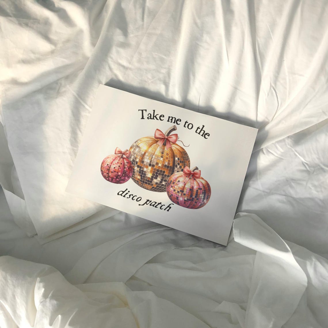 Take Me to the Disco Patch Glitter Pumpkin Halloween Art Poster - Image 3