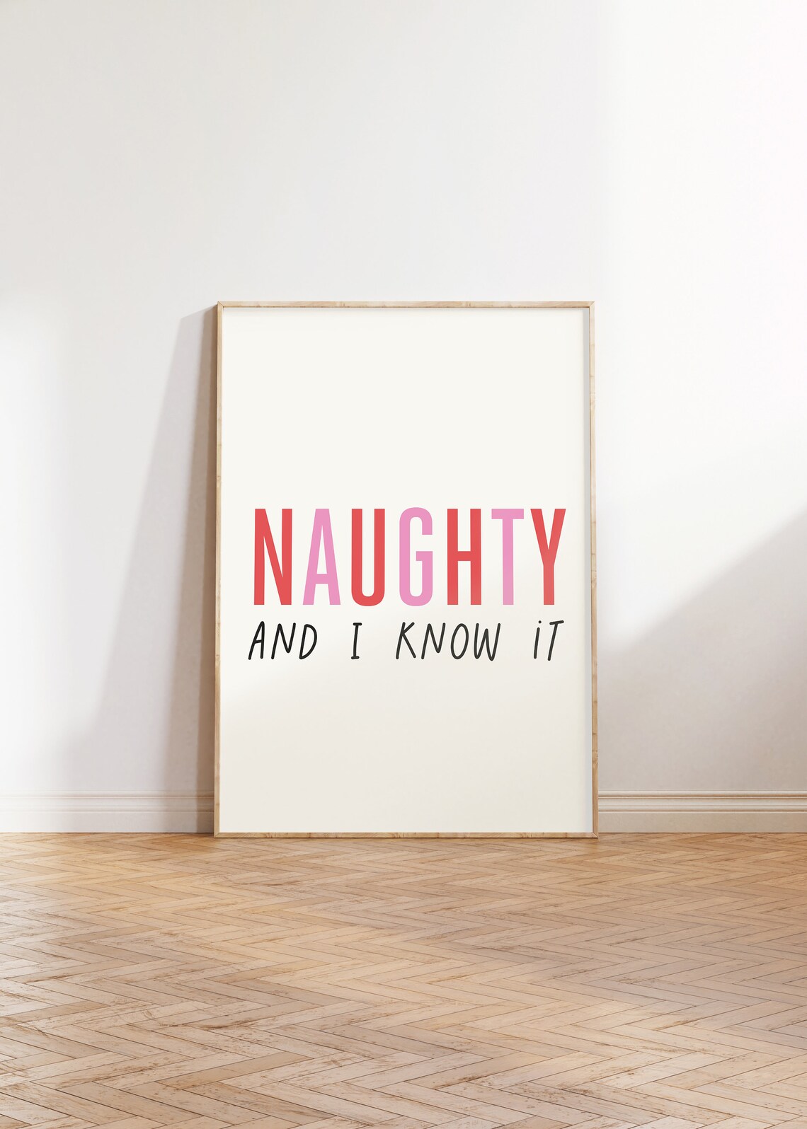 Naughty And I Know It Funny Christmas Quote Typography Poster - Image 2