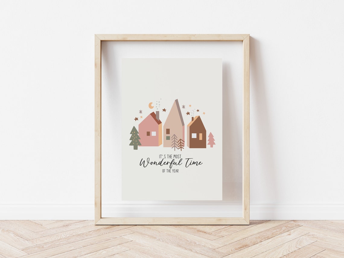 Most Wonderful Time Of The Year Boho Village Holiday Quote Poster - Image 5