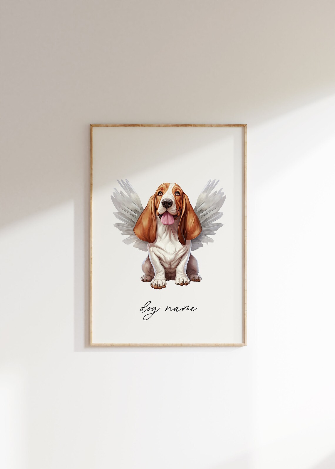 Basset Hound Angel Wings Custom Pet Memorial Portrait Sympathy Poster - Image 2